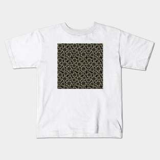 Black Floral Pattern Kids T-Shirt